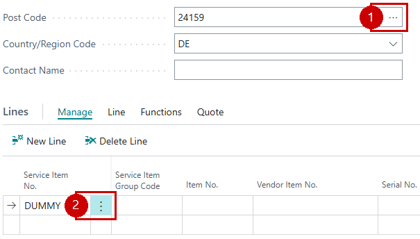 Beispielhafte Darstellung eines Auswahlfelds